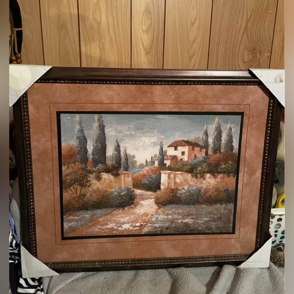 Framed Tuscan Landscape Wall Art - Earth Tones
